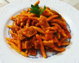 Foto del paso 8 de la receta: Fusilli con pechuga de pollo fileteada y tortilla francesa
