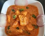 A picture of step 6 of Dhaba style paneer tikka masala.