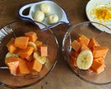Foto del paso 1 de la receta Papaya y plátano con crema de chocolate