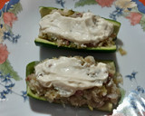 Foto del paso 7 de la receta: Calabacín relleno de pescado y taquitos de jamón, para comer en frío