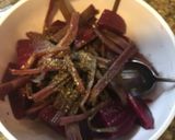 A picture of step 2 of Beet salad with a vinaigrette.