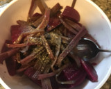 A picture of step 2 of Beet salad with a vinaigrette.