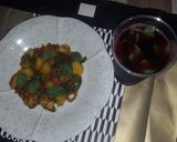A picture of step 6 of Curried patotoes with zobo drink.