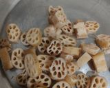 A picture of step 1 of Lotus stem (kamal kakdi) masala fry.