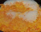 A picture of step 2 of Gajar Halwa with vanilla custard mousse.