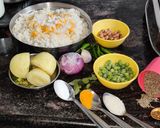 A picture of step 1 of POHA Kanda/Aloo Lockdown recipe (Tea Time Snack).