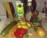 A picture of step 1 of Veggie soup for family and friends .