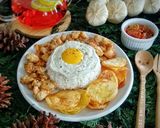 Foto langkah ke 4 dari resep Nasi Ayam Kentang Goreng Sambal bawang.