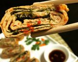 A picture of step 7 of Tamagoyaki (Japanese Rolled Omelette).