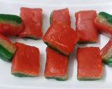 A picture of step 8 of Tricolour burfi.