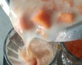 A picture of step 9 of Mango Boba Drink (with homemade mango bubbles).