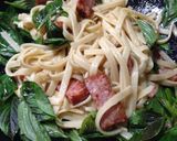 รูปขั้นตอนการทำที่ 4 ของ Fettucini ผัดเบคอนพริกแห้ง