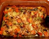 Foto del paso 5 de la receta Pechuga rebozada, horno + guarnición... patata, cebolla, puerro, zanahoria y pimiento