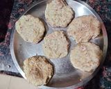 A picture of step 3 of Potato and kuttu flour tikki stuffed with minty sabudana.