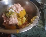 A picture of step 2 of Mutton Seekh kebab in pan.