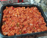 Foto del paso 6 de la receta: Lasaña de carne picada de pavo y pollo, bacon, huevo y pimientos