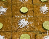 A picture of step 5 of Basbousa (The semovita cake).