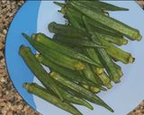 A picture of step 1 of Kurkuri bhindi in microwave.