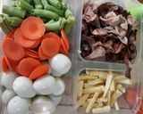 Foto langkah ke 1 dari resep Tumis sayur jamur telur puyuh(buncis wortel).