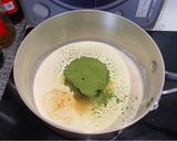 A picture of step 3 of Matcha (green tea) panna cotta.