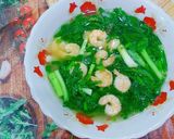 Hình bước làm 4 của món Canh rau tần ô nấu tôm tươi