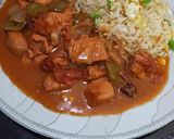 A picture of step 6 of Shashlik with Chinese fried rice.