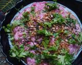 A picture of step 4 of Beetroot curd rice.