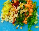 A picture of step 1 of Omrice or fried rice.