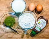 A picture of step 1 of Gluten Free low-fat Matcha Pancakes.