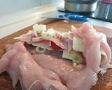 Foto del paso 2 de la receta Pechuga de pavo rellena con patatas deluxe y salsa de piquillos