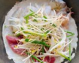 A picture of step 4 of Bánh Xèo with Shrimp and Squid.