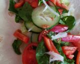 A picture of step 5 of Giant Breaded chicken Wrap & Salad. 💜.