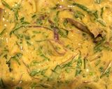 A picture of step 1 of Piyaaz or Palak k pakoray.
