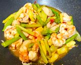 A picture of step 3 of XO Sauce Asparagus with Shrimp and Scallops.