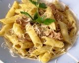 Gombás pestos penne gluténmentesen recept fázis 4 fotója
