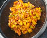 A picture of step 5 of Rajasthani dal bati with instant raw mango pickle.