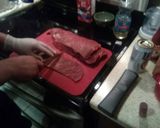 A picture of step 3 of Beef and bacon roll ups "rouladen".