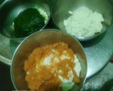 A picture of step 2 of Tricolour trimix dhokla.