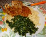 A picture of step 5 of Couscous with steam spinach.