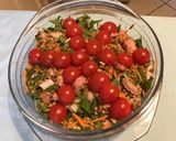 Une image de l'étape 11 de Salade de lentilles au bœuf,tomates,carottes et pissenlit.
