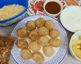 A picture of step 1 of Dahi Sev Puri.