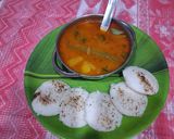 A picture of step 8 of Sambhar with idli.