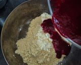 A picture of step 2 of Beetroot pulp chilla with veggies.
