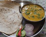 A picture of step 11 of Jowar Bhakri and pithla.