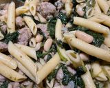 A picture of step 4 of Penne with Spinach,Beans and Sweet Sausage.
