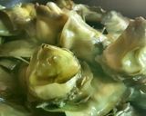 Foto del paso 9 de la receta Alcachofas con patata y huevos escalfados con foie gras de pato