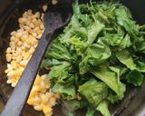 A picture of step 1 of Desi corn spinach quesadilla.