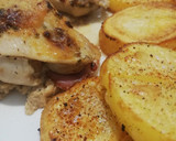 Foto del paso 6 de la receta: Pollo relleno y patatas asadas