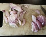 A picture of step 1 of Dabi Arvi ka Salan Lucknowi style (Colocasia curry).