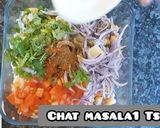 A picture of step 7 of Chana chat in crisp bowl.